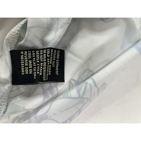 New DG2 Diane Gilman Floral Top Shirt 3/4 Sleeves Blue White Black Floral Ruffle - Picture 6 of 14